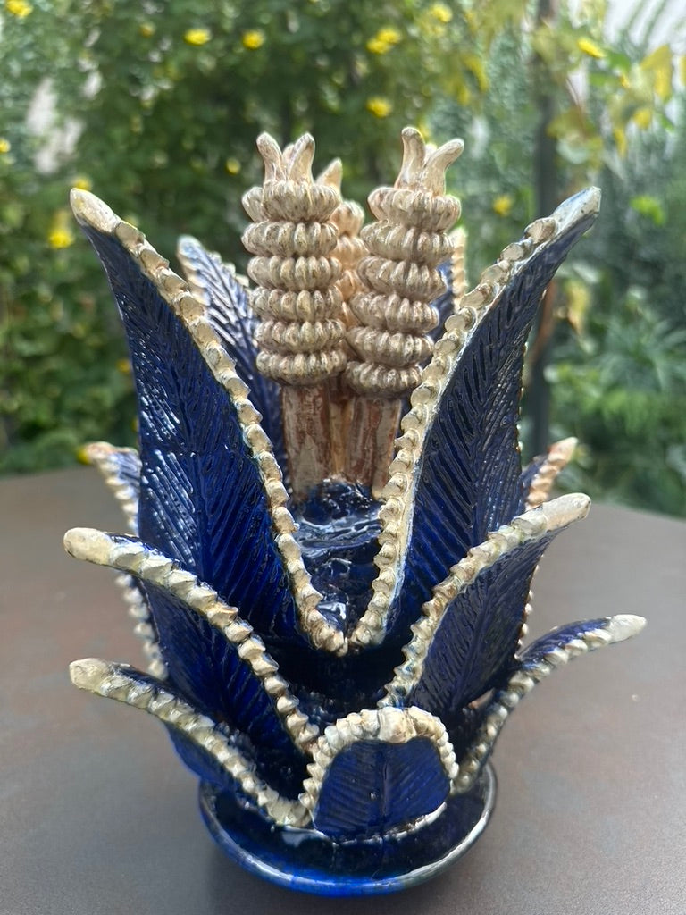 Piña esmaltada 50 cm, bicolor azul/blanco, lineal