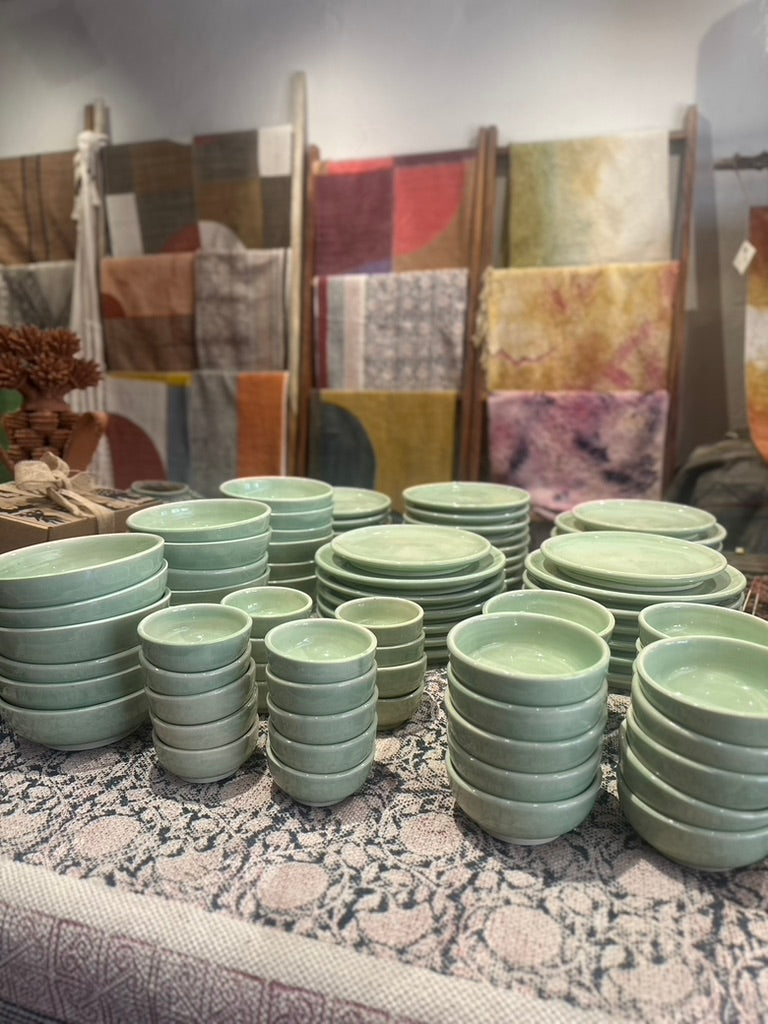 Juego de vajilla verde
