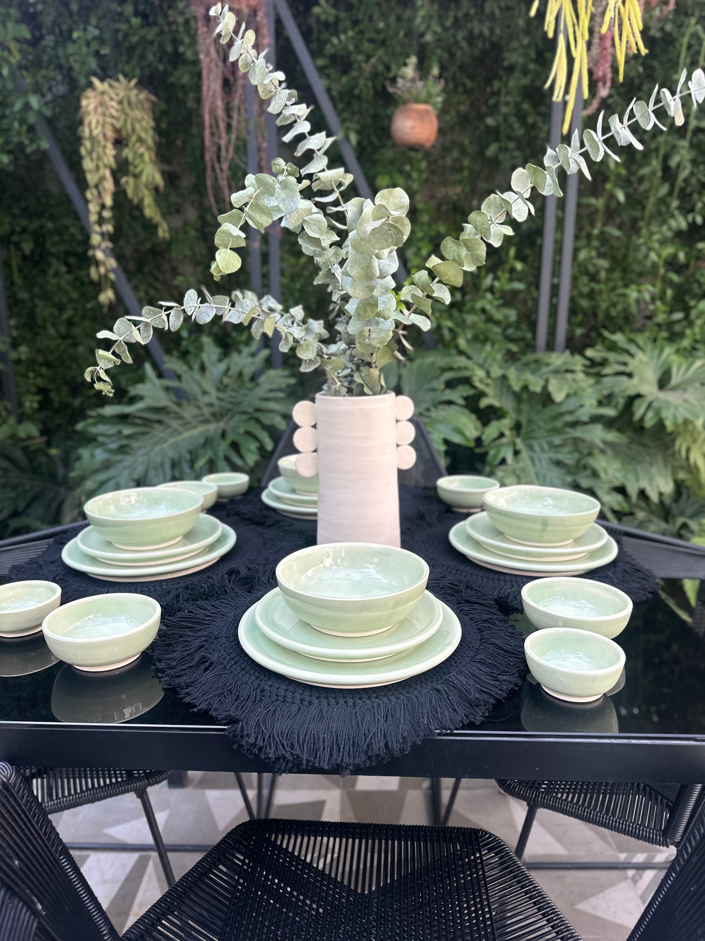 Juego de vajilla verde