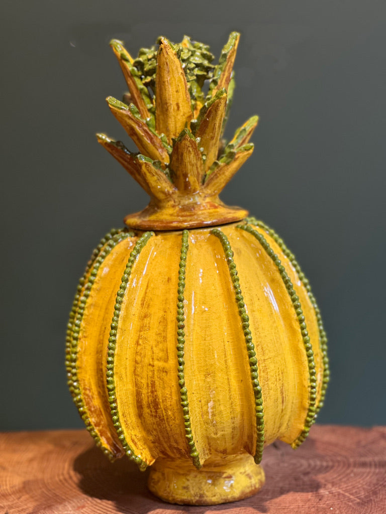 Piña esmaltada 40 cm, bicolor amarillo/verde, lineal