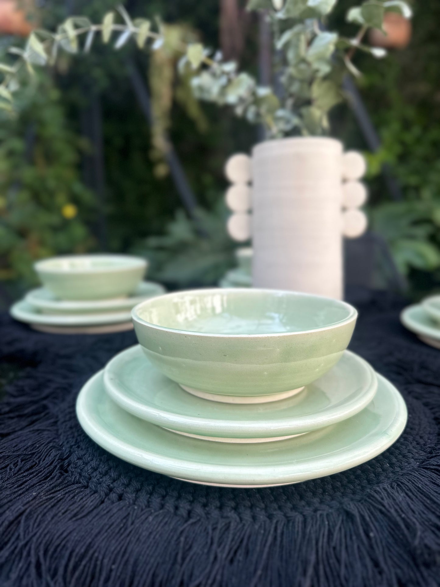 Juego de vajilla verde