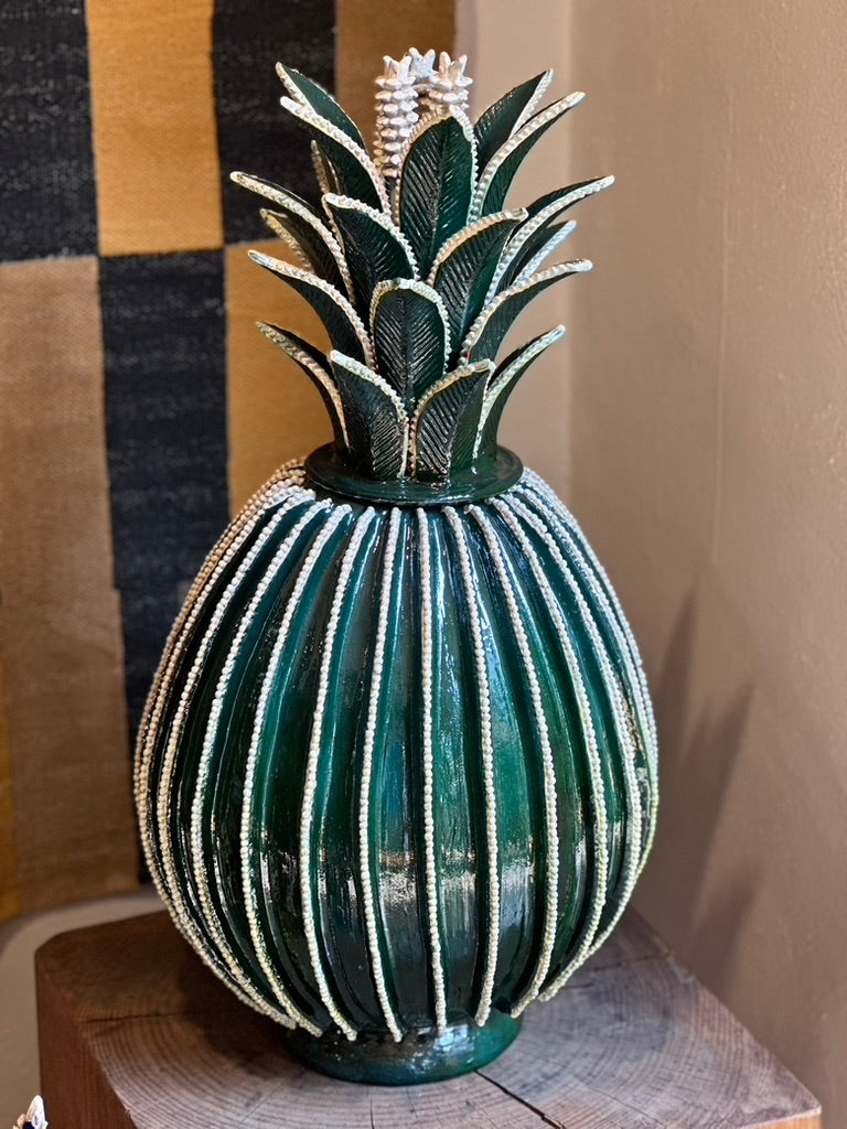 Piña esmaltada 70 cm, bicolor verde/blanco, lineal