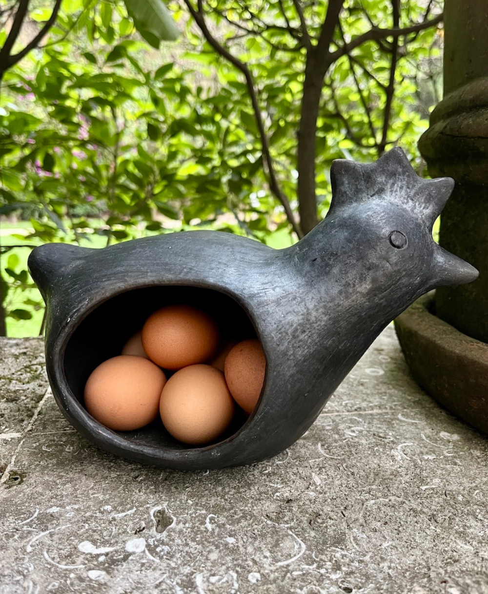 Gallina de barro porta huevos espacio superior