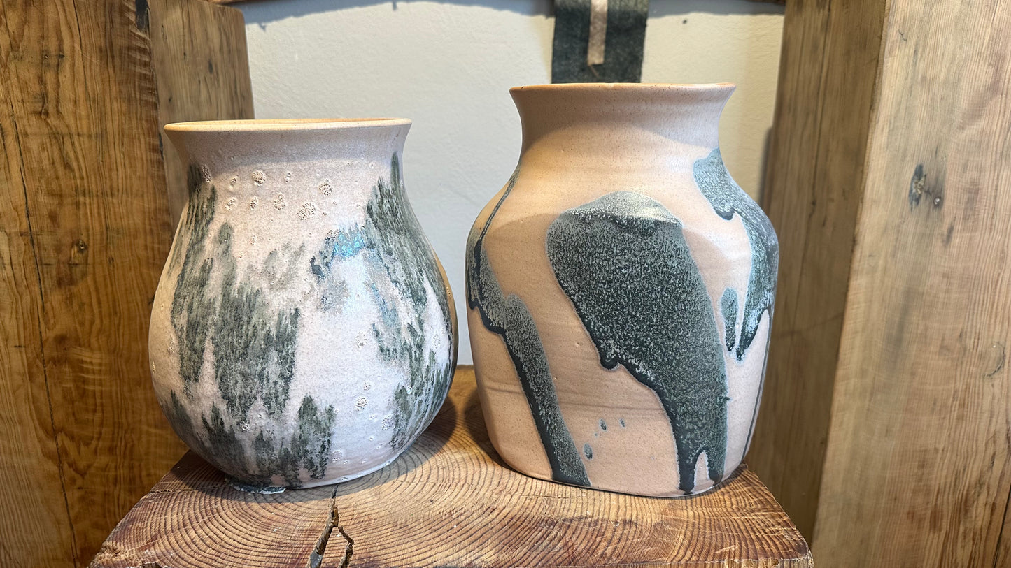 Florero durazno salpicado