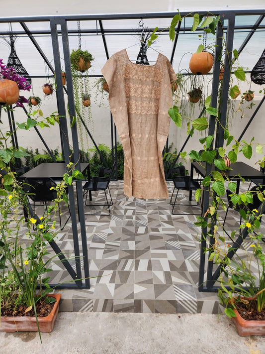 Huipil en Algodón Orgánico Calado arena/rosa palo