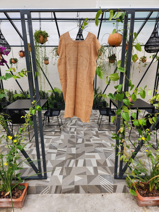 Huipil en Algodón Orgánico Calado barro/arena