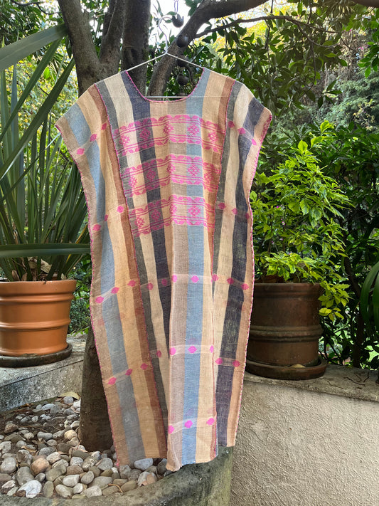 Huipil en Algodón Orgánico Calado rayado