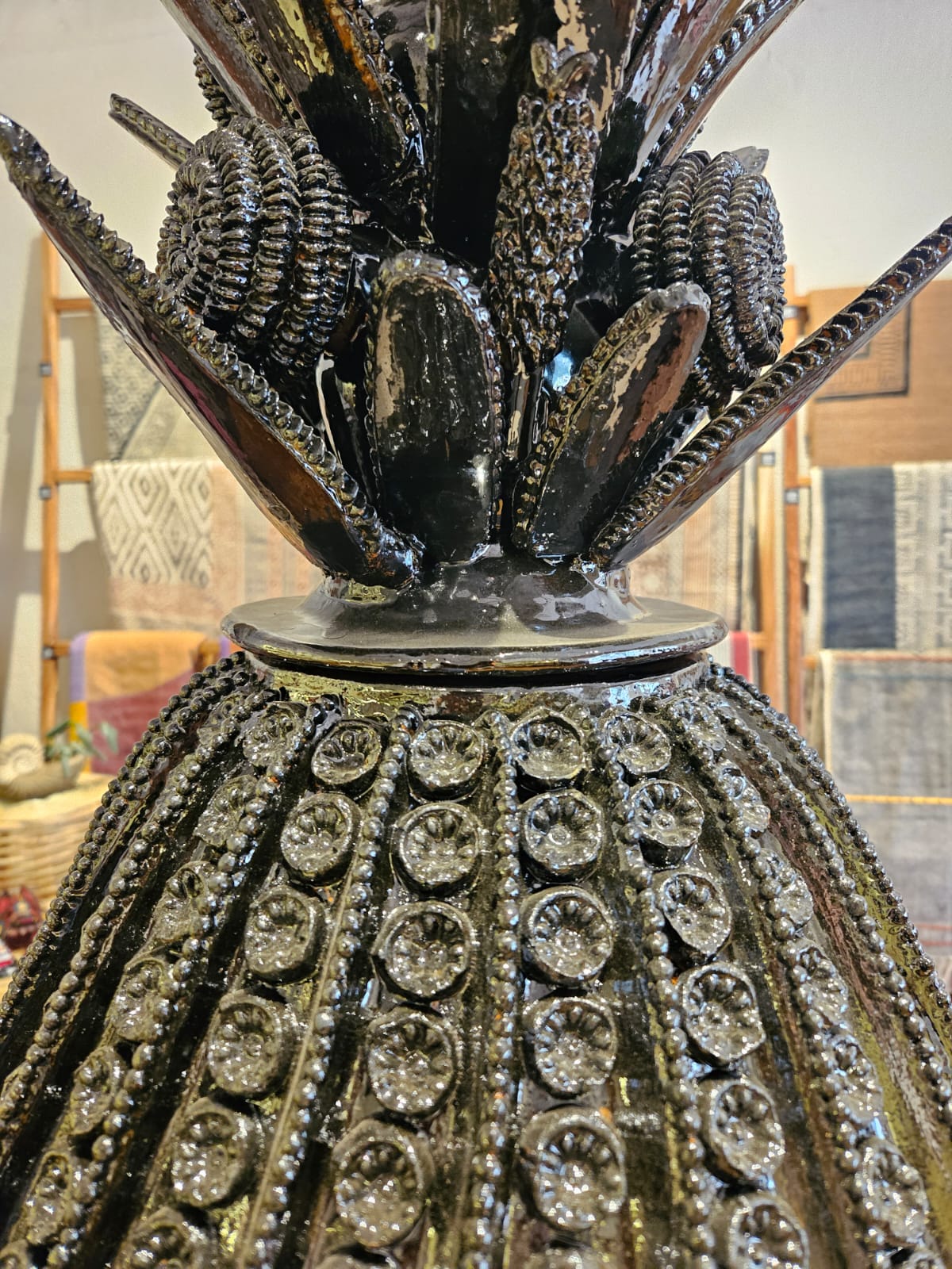 Piña esmaltada negra 100 cm