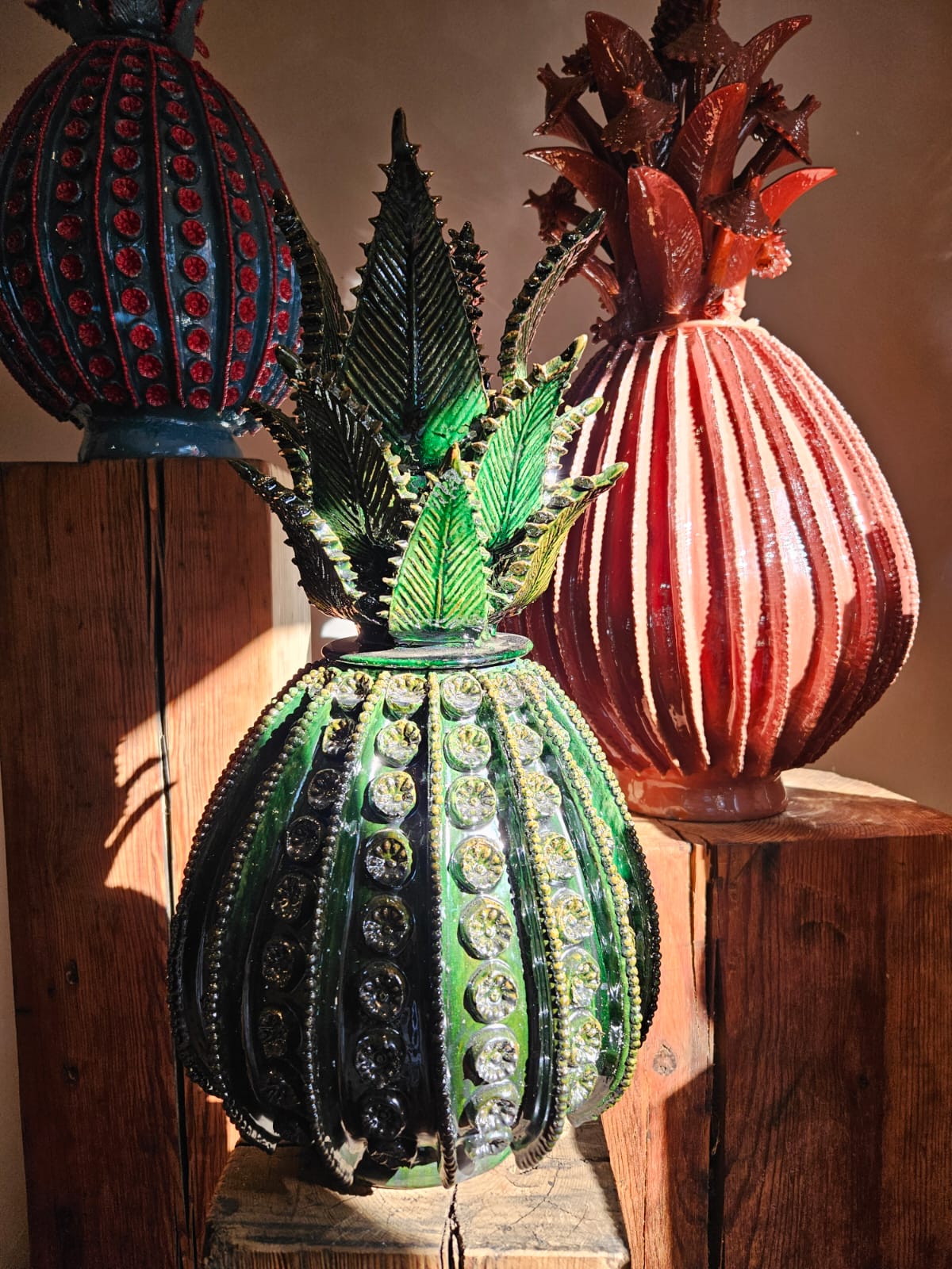 Piña esmaltada verde, 50 cm