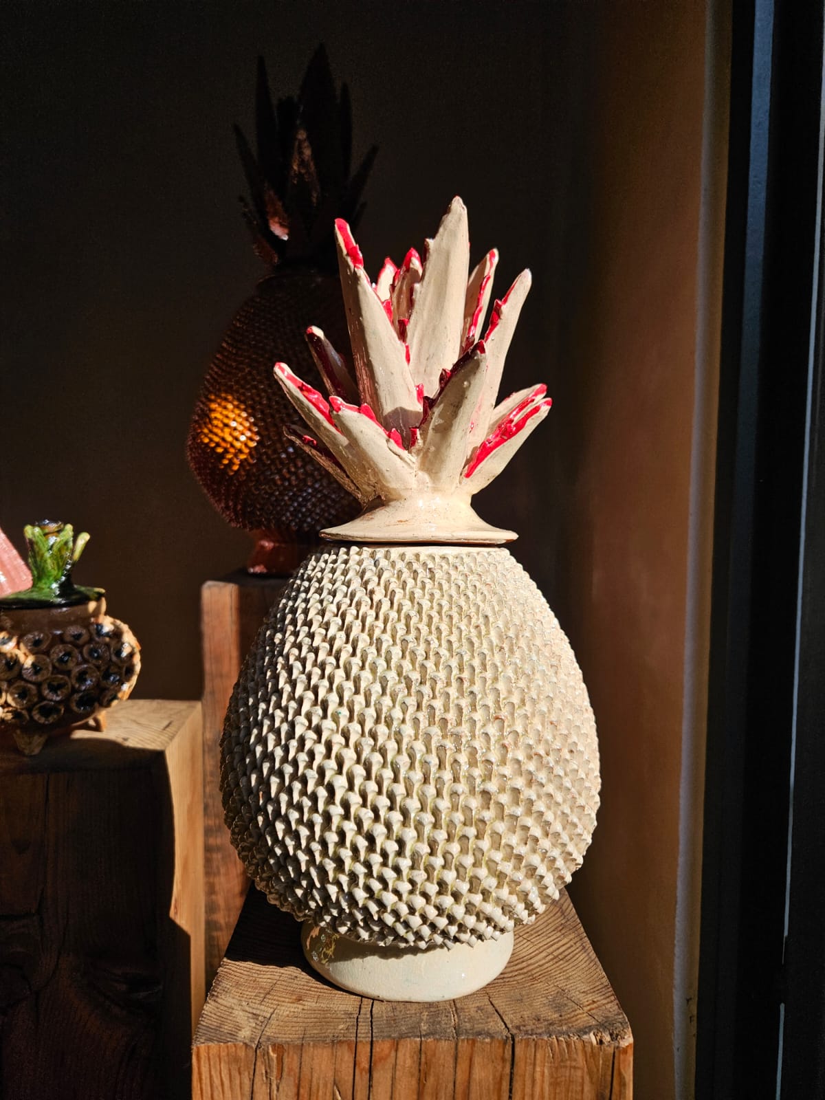 Piña esmaltada bicolor, 40 cm