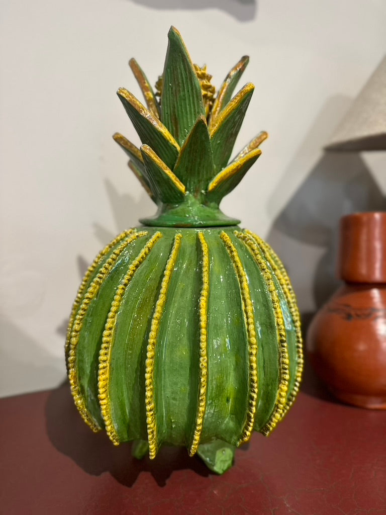 Piña esmaltada 40 cm, bicolor verde/amarillo, lineal
