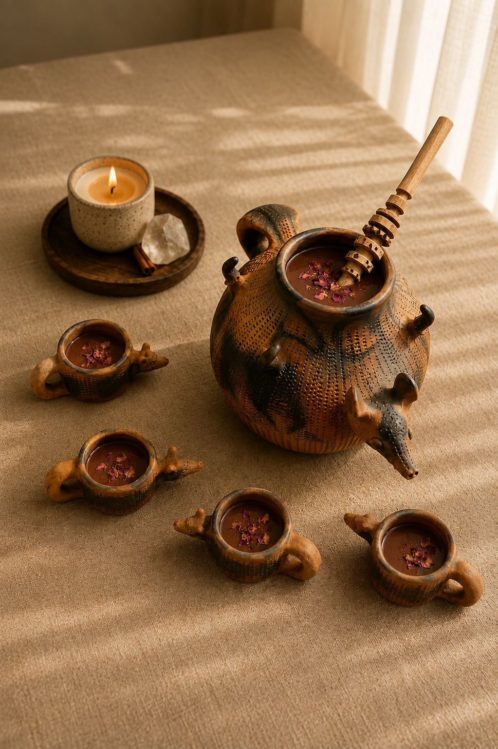Olla con tazas de oso hormiguero