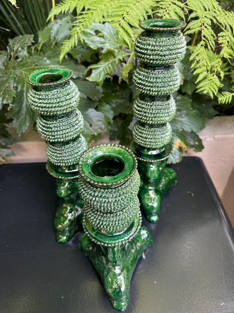 Candelabros esmaltados (3 pzas) verde