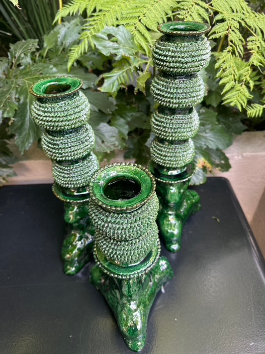 Candelabros esmaltados (3 pzas) verde