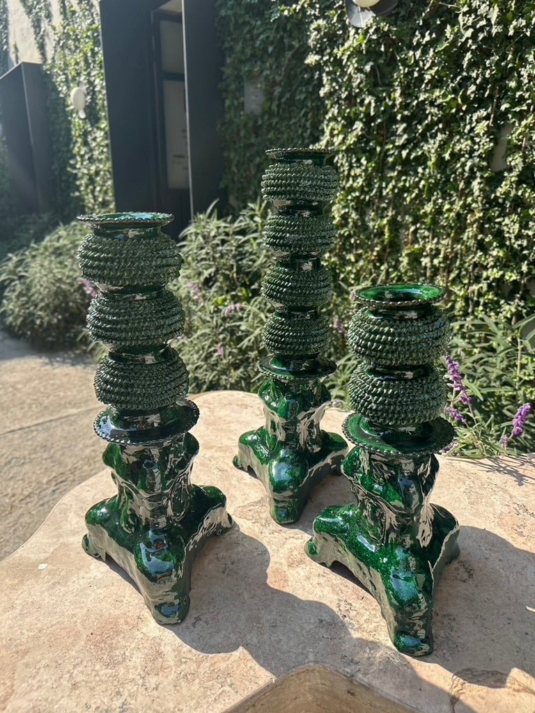 Candelabros esmaltados (3 pzas) verde