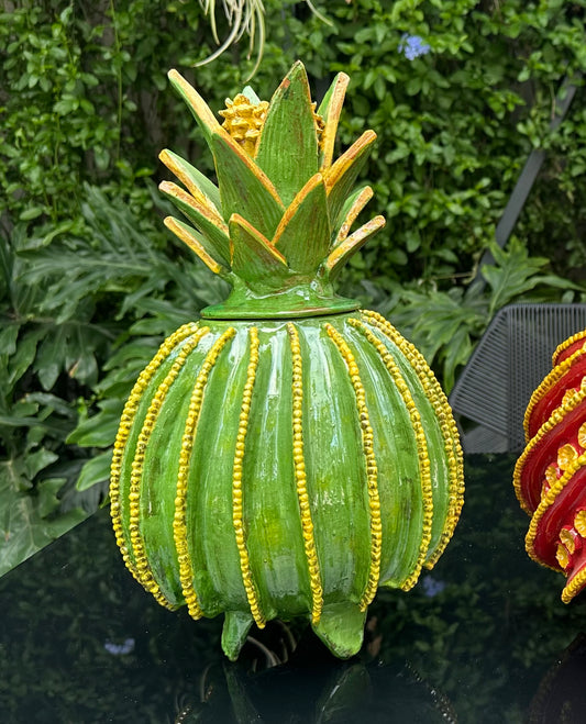 Piña esmaltada 40 cm, bicolor verde/amarillo, lineal