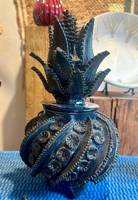 Piña esmaltada negra, 30 cm