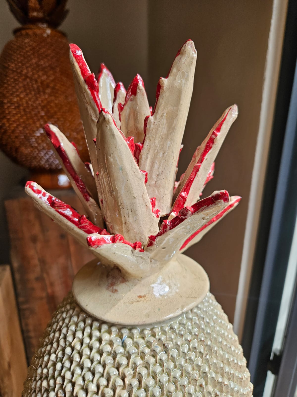 Piña esmaltada bicolor, 40 cm