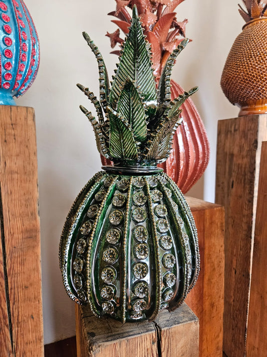 Piña esmaltada verde, 50 cm