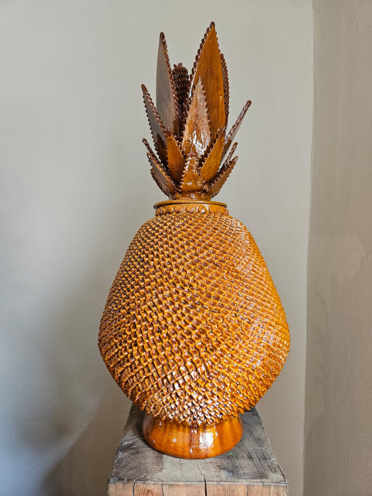 Piña esmaltada ocre, 70 cm