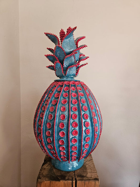 Piña esmaltada bicolor, 70 cm